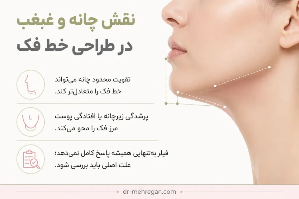 نمای توضیحی درباره نقش چانه و غبغب در طراحی خط فک